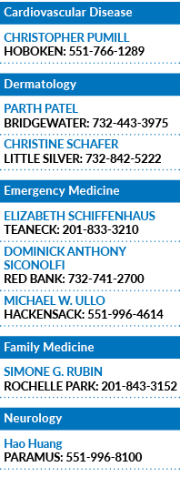 Cardiovascular Disease CHRISTOPHER PUMILL HOBOKEN: 551 766 1289 Dermatology PARTH PATEL BRIDGEWATER: 732 443 3975 CHR...